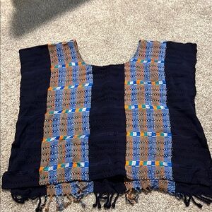Handmade in Guatemala Navy and Multicolor Patterned Women's Top